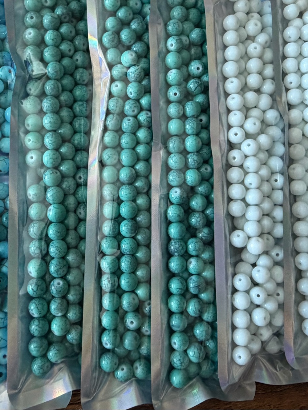 Bulk lot of Turquoise and White Round Stone Beads